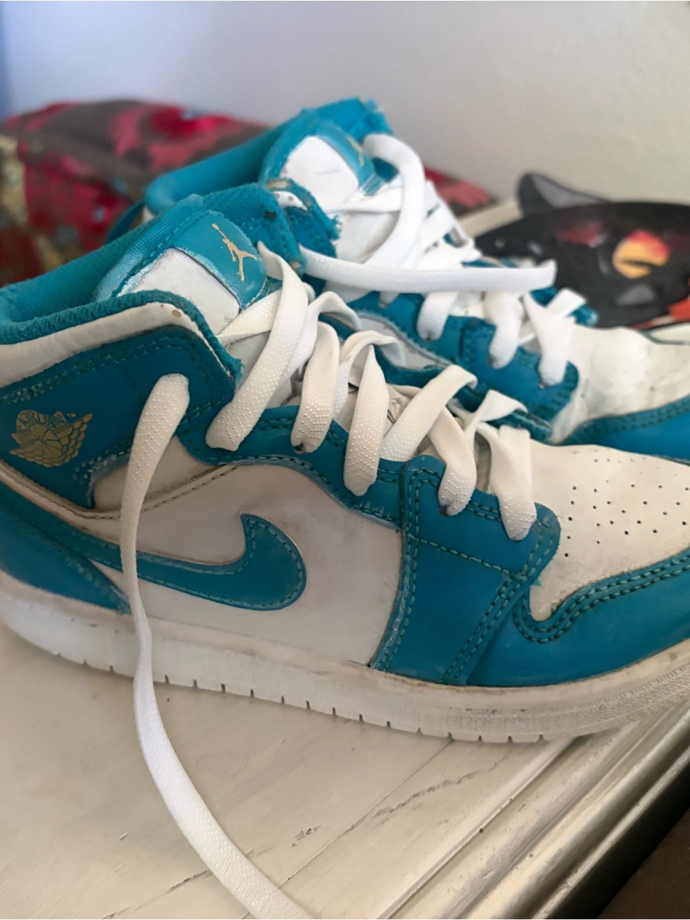 Nike Kids' Turquoise and White High-Top Sneakers